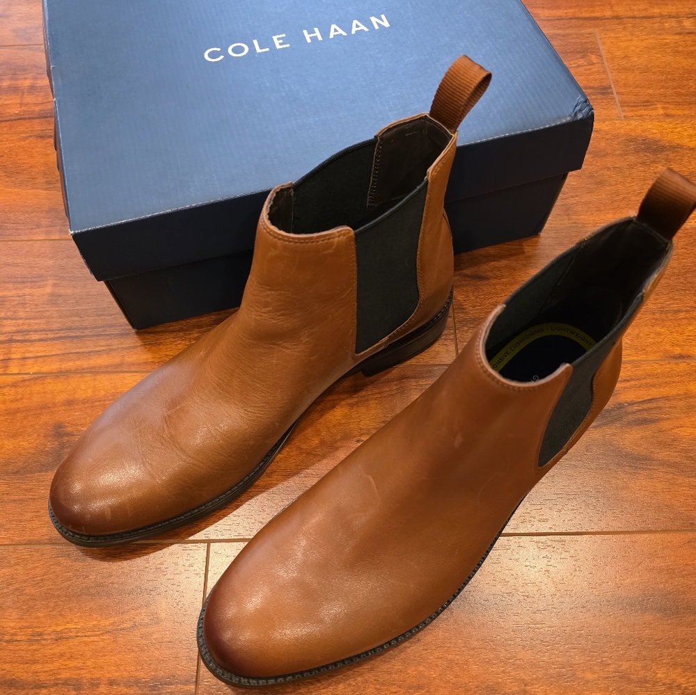 Cole Haan Men's Grand+ British Leather Chelsea Boots C37859 Brown Size 10.5